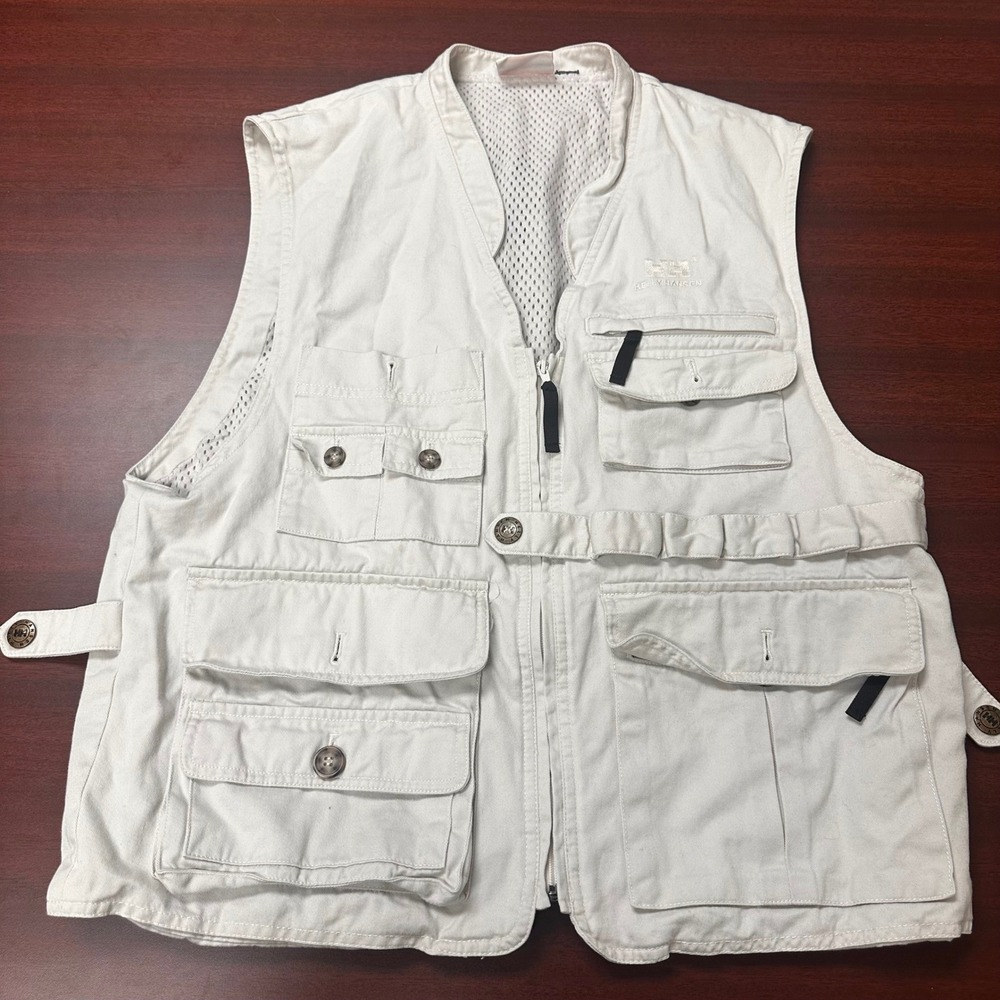 Helly Hansen‎ Vest Unisex Small Beige Utility Fishing Workwear Outdoors Angler